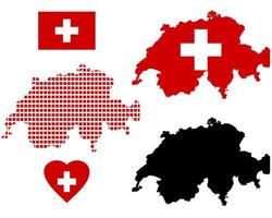 Map of Switzerland in different colors and symbols on a white background vector