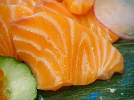 fresh salmon slice sashimi set Japanese style photo