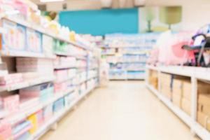 abstract blur baby clothing section in supermarket photo