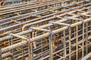 steel rebar for reinforced concrete at building construction site photo