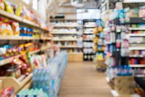 Abstract Supermarket aisle blur background photo