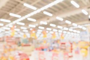 Abstract supermarket grocery store blurred defocused background with bokeh light photo