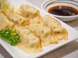 Gyoza dumplings with vegetables photo