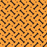 patrón sin fisuras de halloween con huesos y estrellas retro sobre fondo naranja. para envolver papel, estampado de tela, diseño de tarjetas de felicitación vector