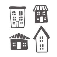 conjunto de ilustración de vector de silueta de casa de garabato simple