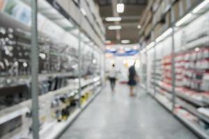 Modern home decor or supermarket department store warehouse aisle abstract blur background photo