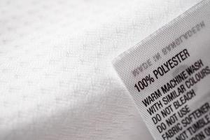 Polyester fabric Clothing label with laundry instructions photo