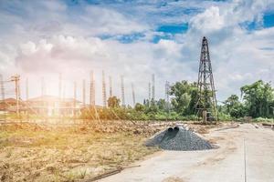 pile driver at construction site photo