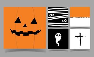 Halloween black and orange color background collection. memo template. vector