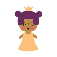 Cute little princess flat isolated vector illustration. Perfect for posters, greeting cards, tee, logo, stickers and print.