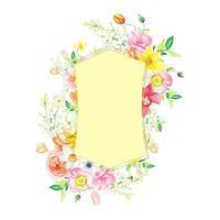 Floral frame with  summer flowers , watercolor illustration vector