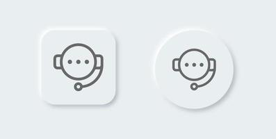 Call center line icon in neomorphic design style. Support signs vector illustration.