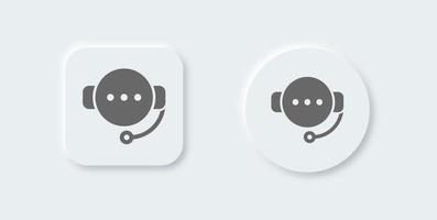 Call center solid icon in neomorphic design style. Support signs vector illustration.