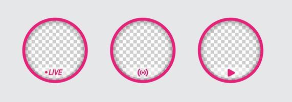 Round profile frame for live streaming on social media. Gradient livestream frame. vector