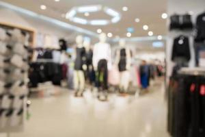 Abstract blurred fashion clothing store in modern shopping mall background photo