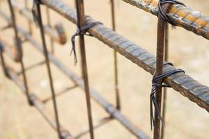 New House building construction site with rebar steel to reinforced concrete photo