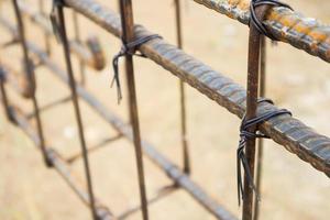 New House building construction site with rebar steel to reinforced concrete photo