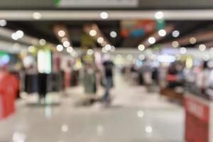 Abstract blur clothing boutique display interior of shopping mall background photo