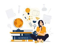 Study student gain knowledge concept illustration vector