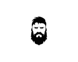 Modern Man Face With Beard Logo Design Concept Vector Icon Template.