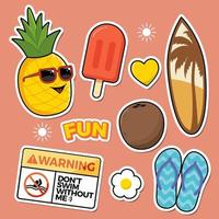 pegatina colorida del doodle, pegatina del doodle de alimentos saludables, personaje, pegatina vintage, frutas, vegano vector
