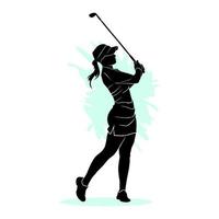 Young women playing golf. Vector illustration