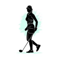 Vector silhouette of a golf player. Vector illustration