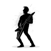 Silhouette of a metal guitarist. Vector illustration