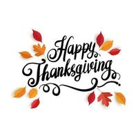 happy thanksgiving day. beautiful lettering with dynamic shapes. background, card, banner and poster design. vector