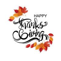 happy thanksgiving day. beautiful lettering with dynamic shapes. background, card, banner and poster design. vector