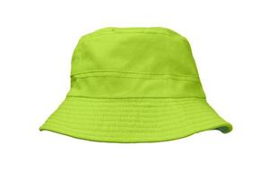 green bucket hat isolated on white photo