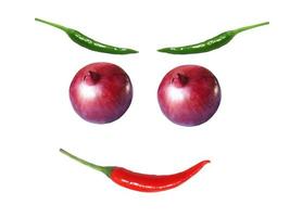 Funny fantasy character made of fresh vegetables on isolated background photo