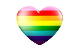 3d colorful rainbow cartoon heart shape isolated on white background 3d illustration. photo