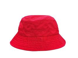 red bucket hat isolated on white photo