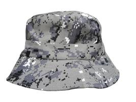 military camouflage bucket hat isolated on white photo