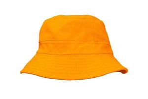 orange bucket hat isolated on white photo