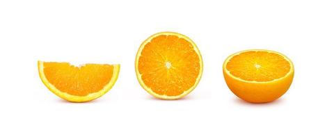 Ripe mandarin oranges, halved, isolated mandarin oranges on a white background. photo