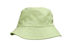 green bucket hat isolated on white photo