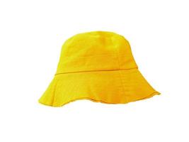 sombrero de cubo amarillo aislado en blanco foto