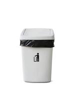 plastic trash basket with lid isolated on white background with clipping path photo