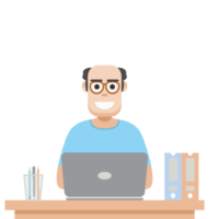 man using laptop for work from home wear t-shirt png