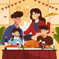 tiempo de calidad con la familia celebrar acción de gracias vector