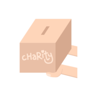 hand holding charity donating box png