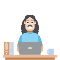 man using laptop for work from home wear hoodie png