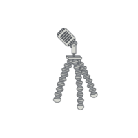 tripod using microphone podcast day setup png