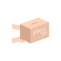 hand holding charity donating box png