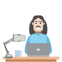 man playing laptop work from home png