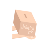 hand holding charity donating box png