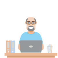 man using laptop for work from home wear t-shirt png