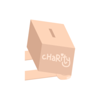 hand holding charity donating box png